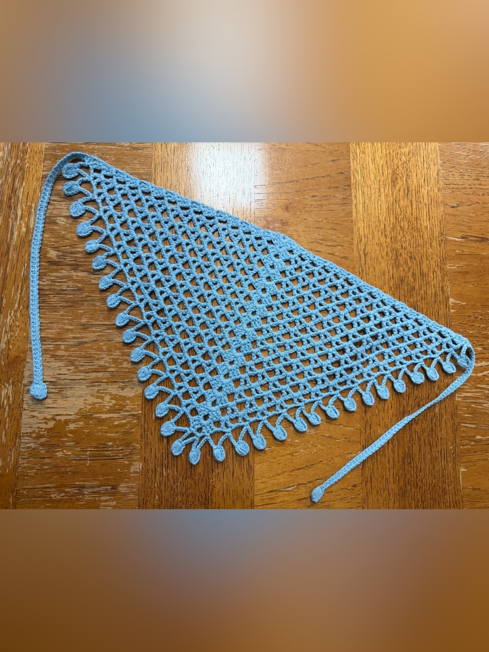 Light Blue Handmade Crochet Bandana
